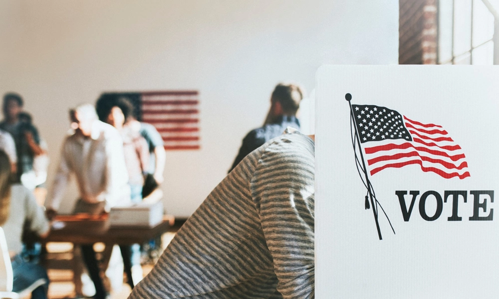 Citizen at the ballot box voting during elections